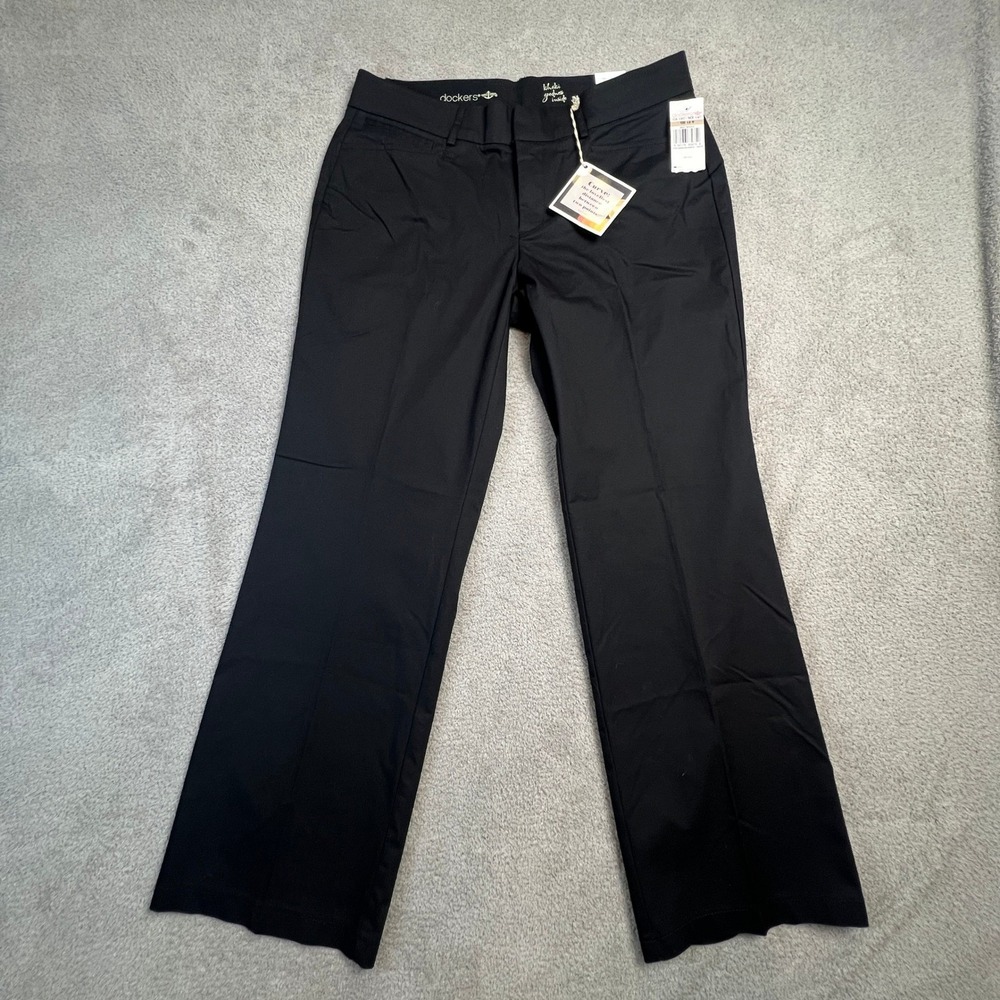 Dockers Metro Black Pants Womens 12 Trouser NWT Straight Leg Dress Slacks - Picture 2 of 13